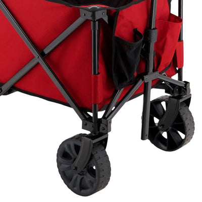 Woods Outdoor Collapsible Garden Utility Wagon Cart, Supports Up to 225 Lbs, Red