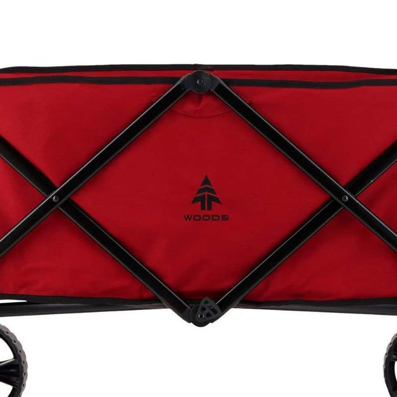 Woods Outdoor Collapsible Garden Utility Wagon Cart, Supports Up to 225 Lbs, Red