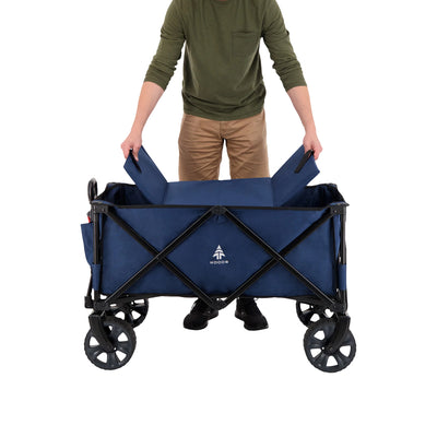 Woods Outdoor Collapsible Garden Wagon Cart, Supports Up to 225lbs, Navy (Used)