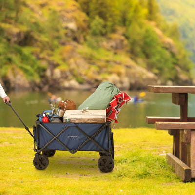 Woods Collapsible Utility Wagon Cart, Supports Up to 225lb, Navy (Open Box) - VMInnovations