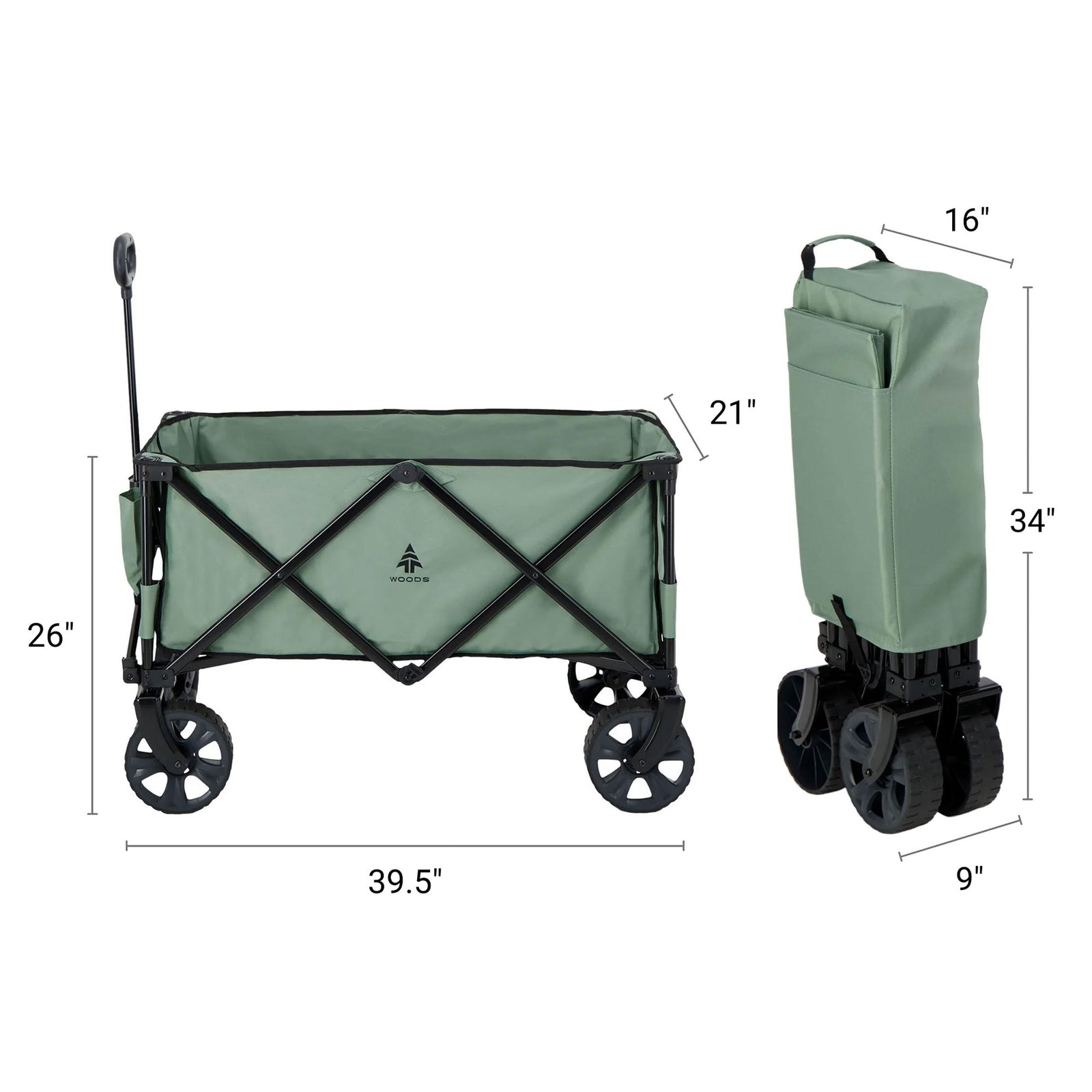 Woods Collapsible Garden Utility Wagon Cart, Up to 225 Lbs, Sea Spray (Used) - VMInnovations