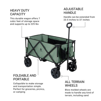 Woods Collapsible Garden Utility Wagon Cart, Up to 225 Lbs, Sea Spray (Used) - VMInnovations