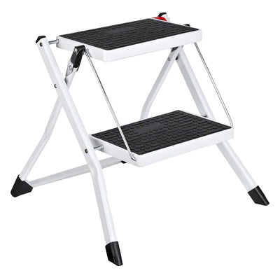 Delxo Steel Folding 2 Step Stool Stepladder w/Non-Skid Stair & Handle (Used)