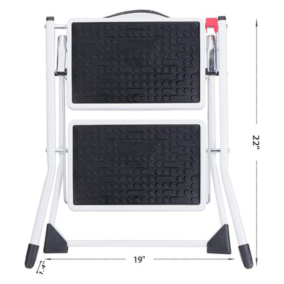Delxo Steel Folding 2 Step Stool Stepladder w/Non-Skid Stair & Handle (Used) - VMInnovations