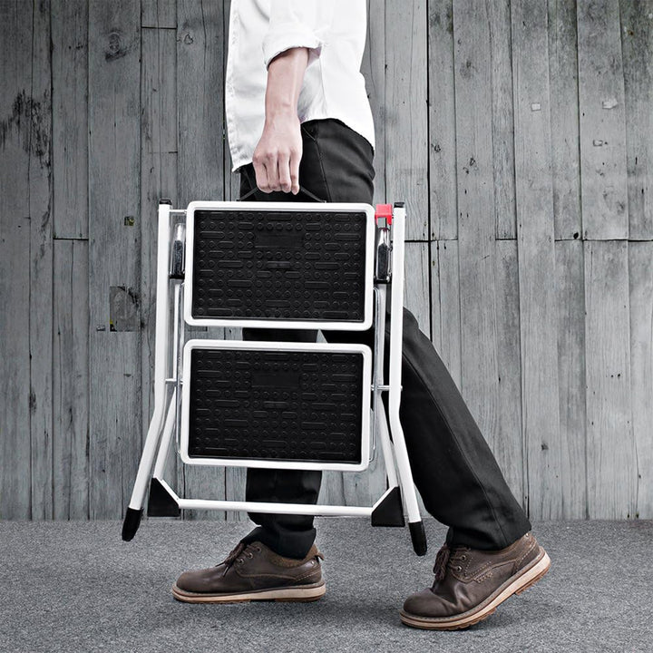 Delxo Steel Folding 2 Mini Stepladder w/Non-Skid Stair & Carry Handle (Open Box) - VMInnovations