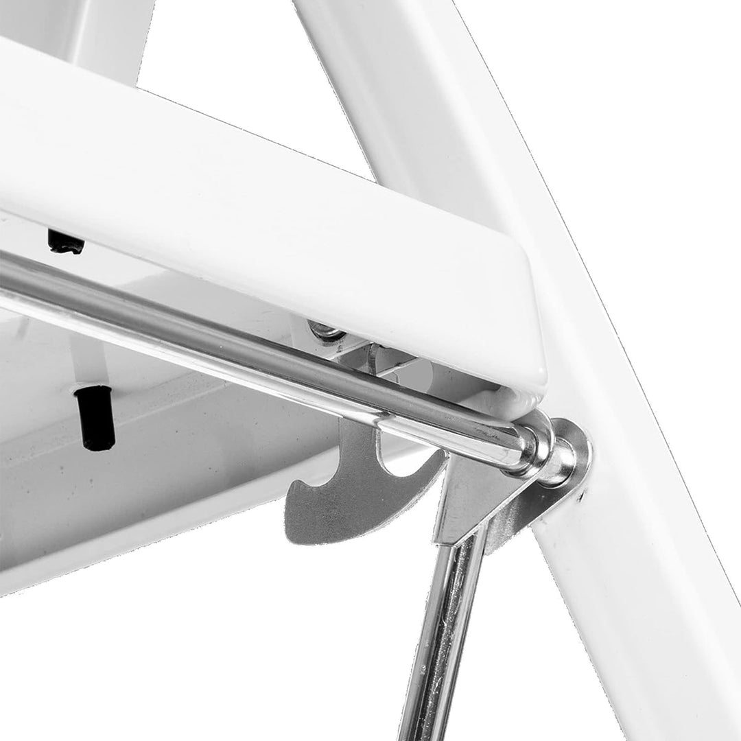 Delxo Alloy Steel Folding 4 Step Stool Portable Ladder w/ Hand Grip, White(Used)