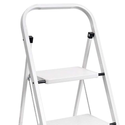 Delxo Folding Portable Non Slip 2 Step Stool Stepladder w/Hand Grip, White(Used) - VMInnovations