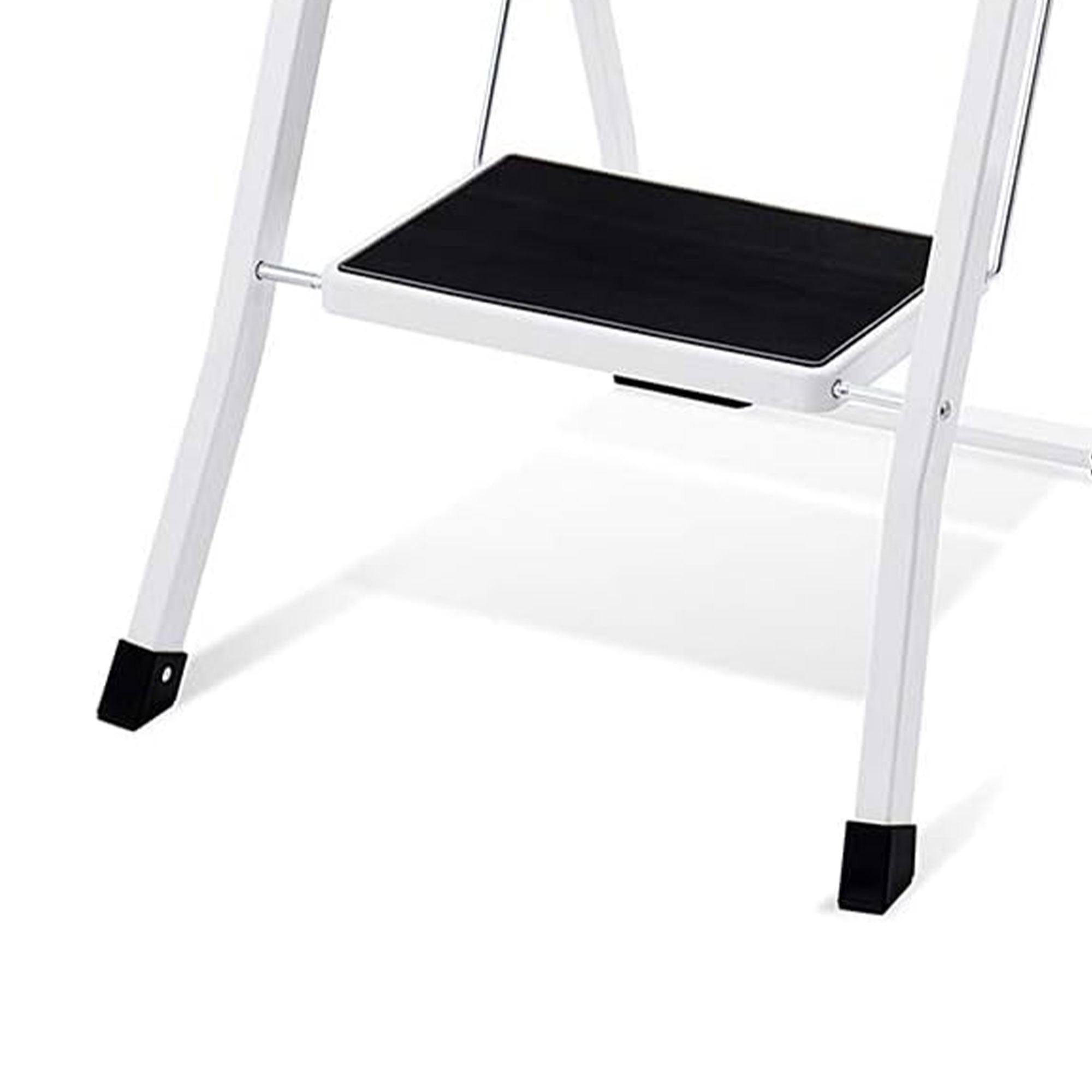 Delxo Non-Slip 2 Step Stool Folding Steel Wide Step Ladder with Hand Grip, White - VMInnovations