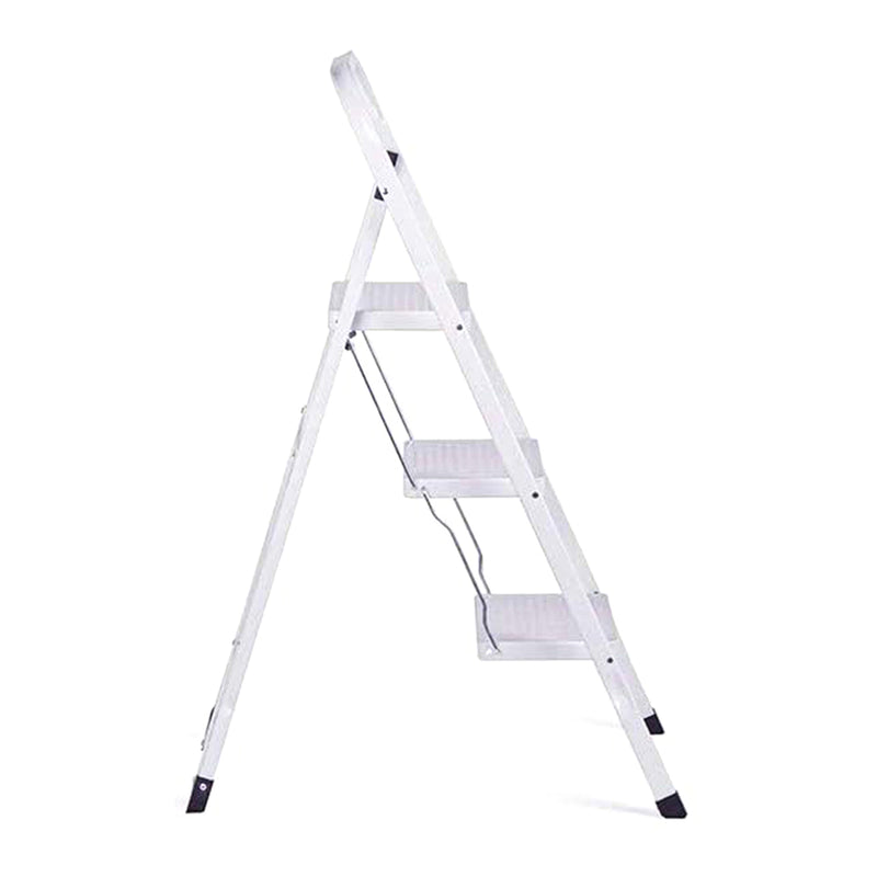 Delxo Folding Steel Non Slip 3 Step Stool Stepladder w/Hand Grip, White (Used)