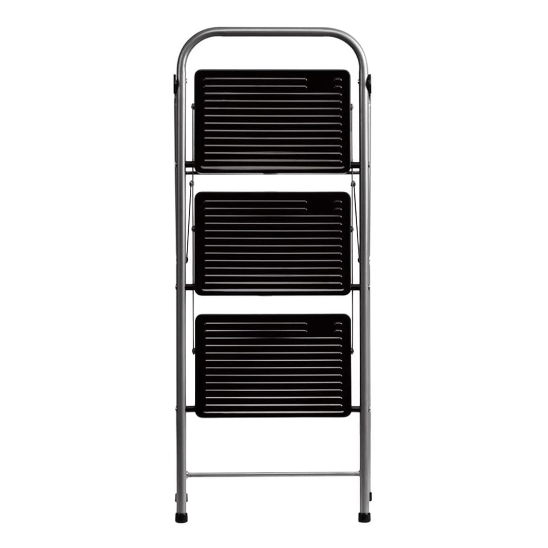Delxo Folding Portable Steel Non Slip 3 Step Stool w/ Hand Grip, Gray (Open Box)