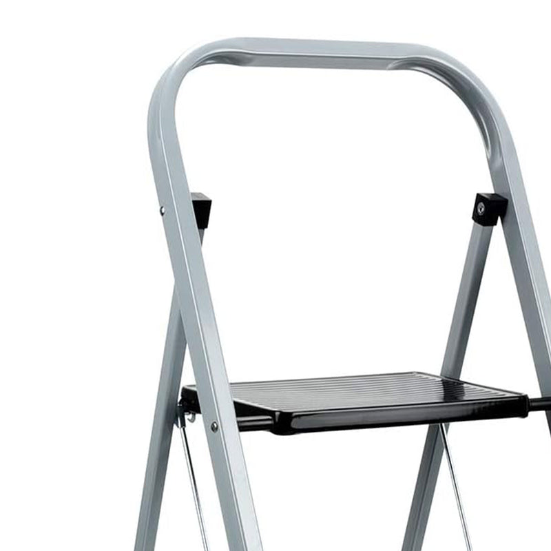 Delxo Non-Slip 3 Step Folding Steel Wide Step Ladder w/Hand Grip,Gray(Open Box)