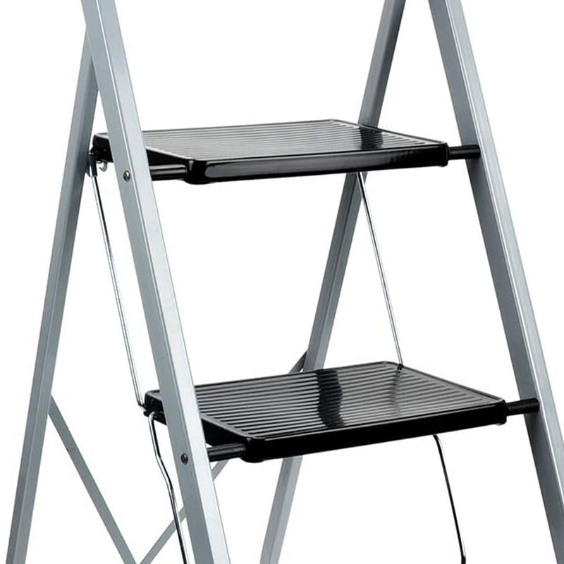 Delxo Non-Slip 3 Step Folding Steel Wide Step Ladder w/Hand Grip,Gray(Open Box)