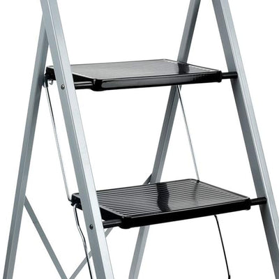 Delxo Non-Slip 3 Step Stool Folding Wide Step Ladder w/Hand Grip, Gray (Used) - VMInnovations