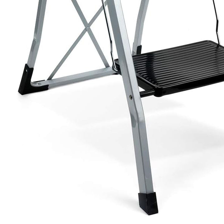 Delxo Non-Slip 3 Step Folding Steel Wide Step Ladder w/Hand Grip,Gray(Open Box)