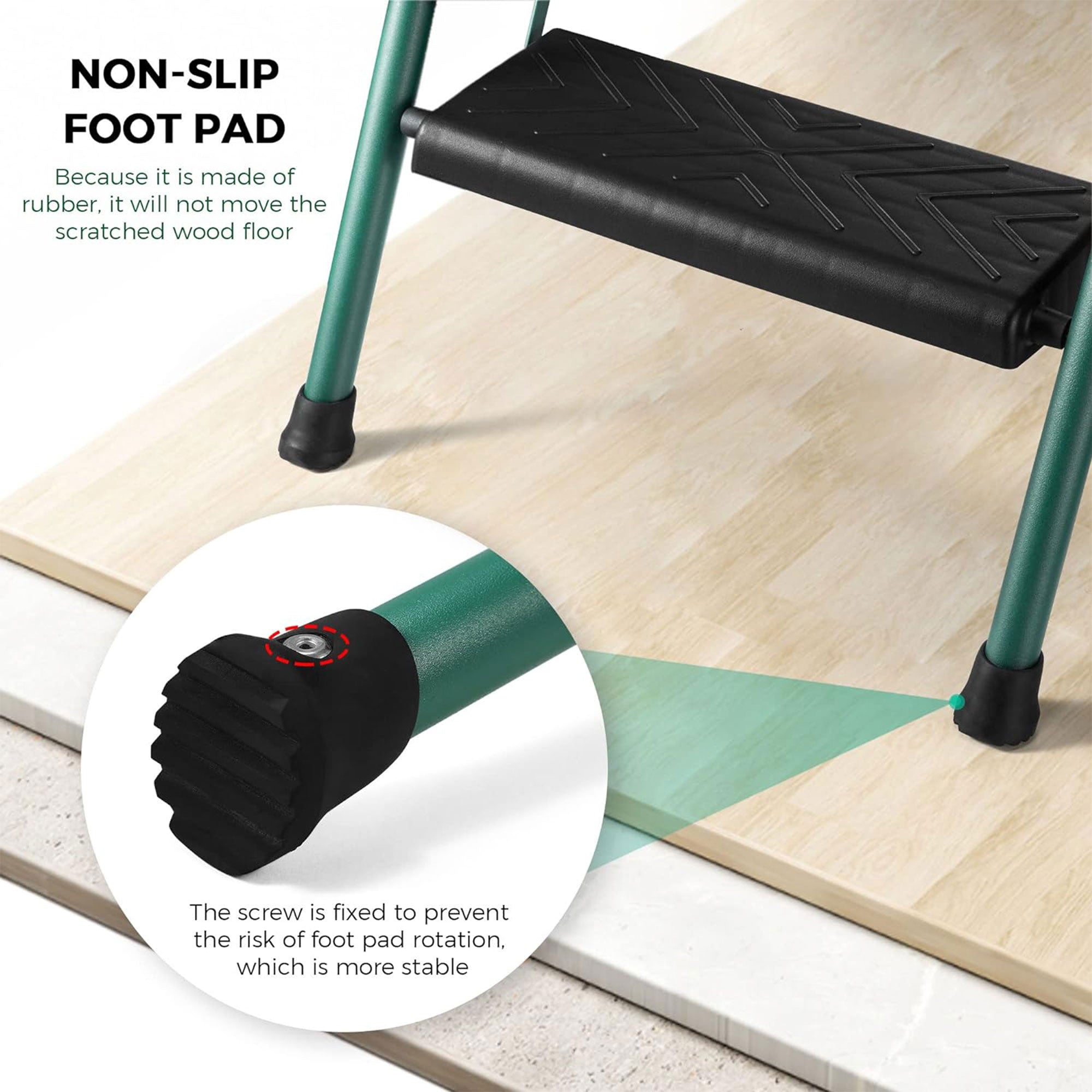 Delxo Non-Slip 3 Step Folding Wide Step Ladder with Hand Grip, Green (Used) - VMInnovations