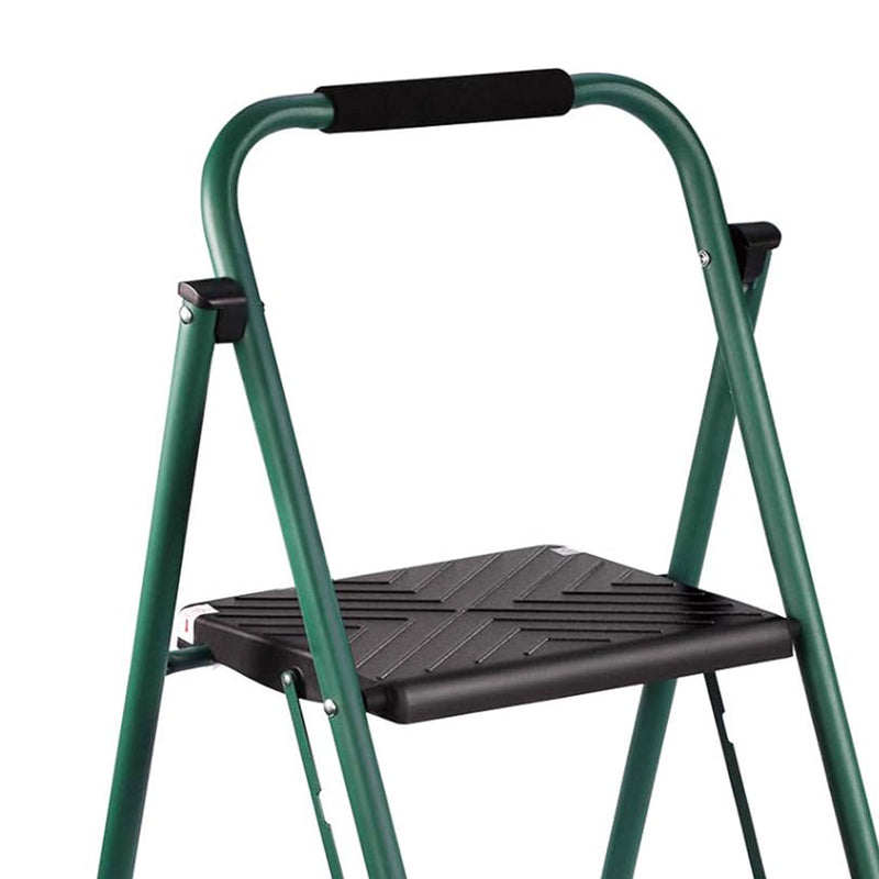 Delxo Non-Slip 3 Step Folding Wide Step Ladder with Hand Grip, Green (Used)