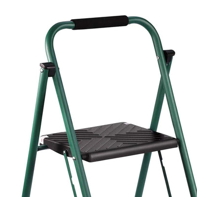 Delxo Non-Slip 3 Step Folding Steel Wide Ladder with Hand Grip, Green (Open Box)