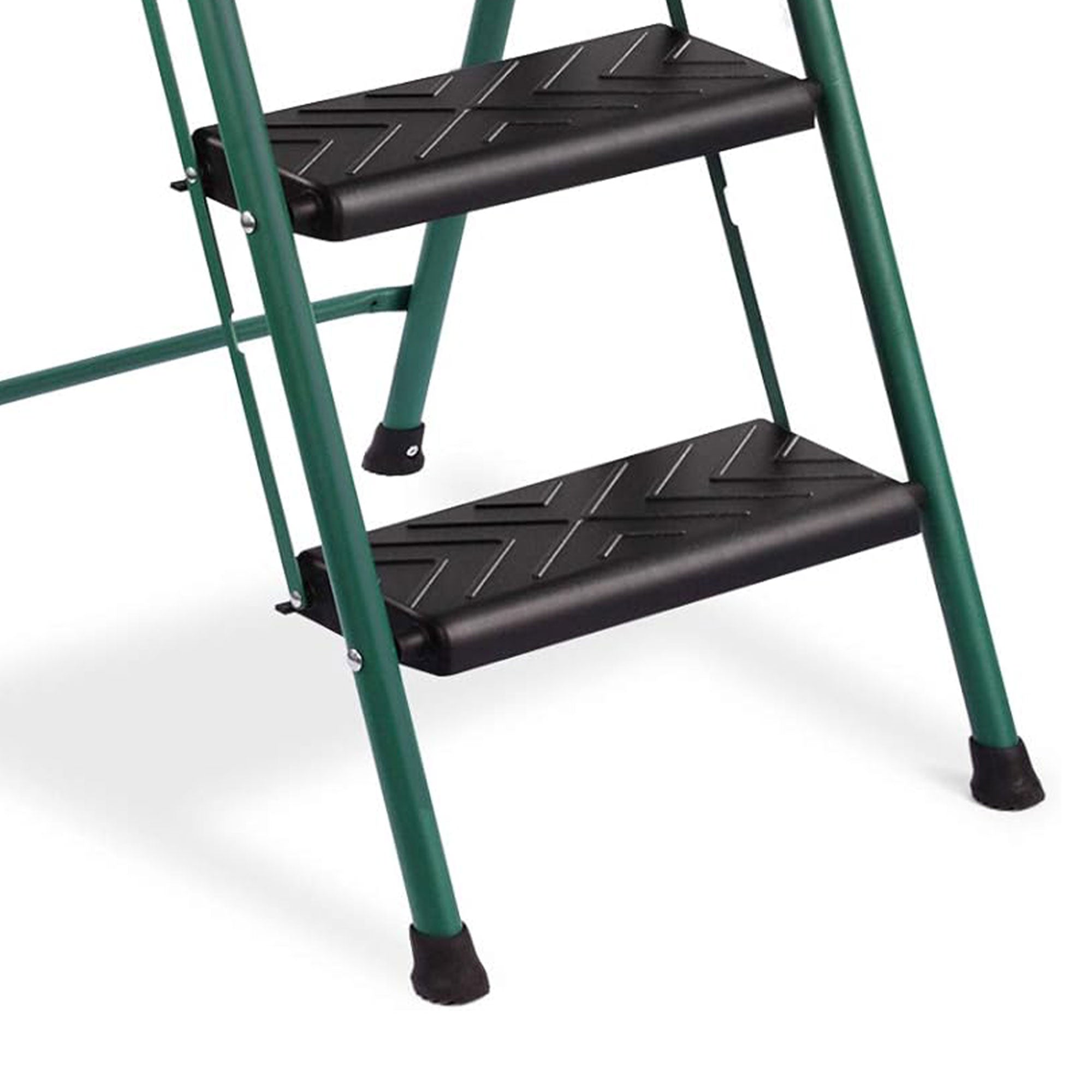 Delxo Non-Slip 3 Step Stool Folding Steel Wide Step Ladder with Hand Grip, Green - VMInnovations