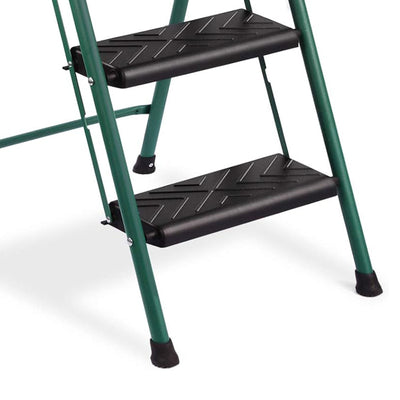 Delxo Non-Slip 3 Step Folding Wide Step Ladder with Hand Grip, Green (Used)