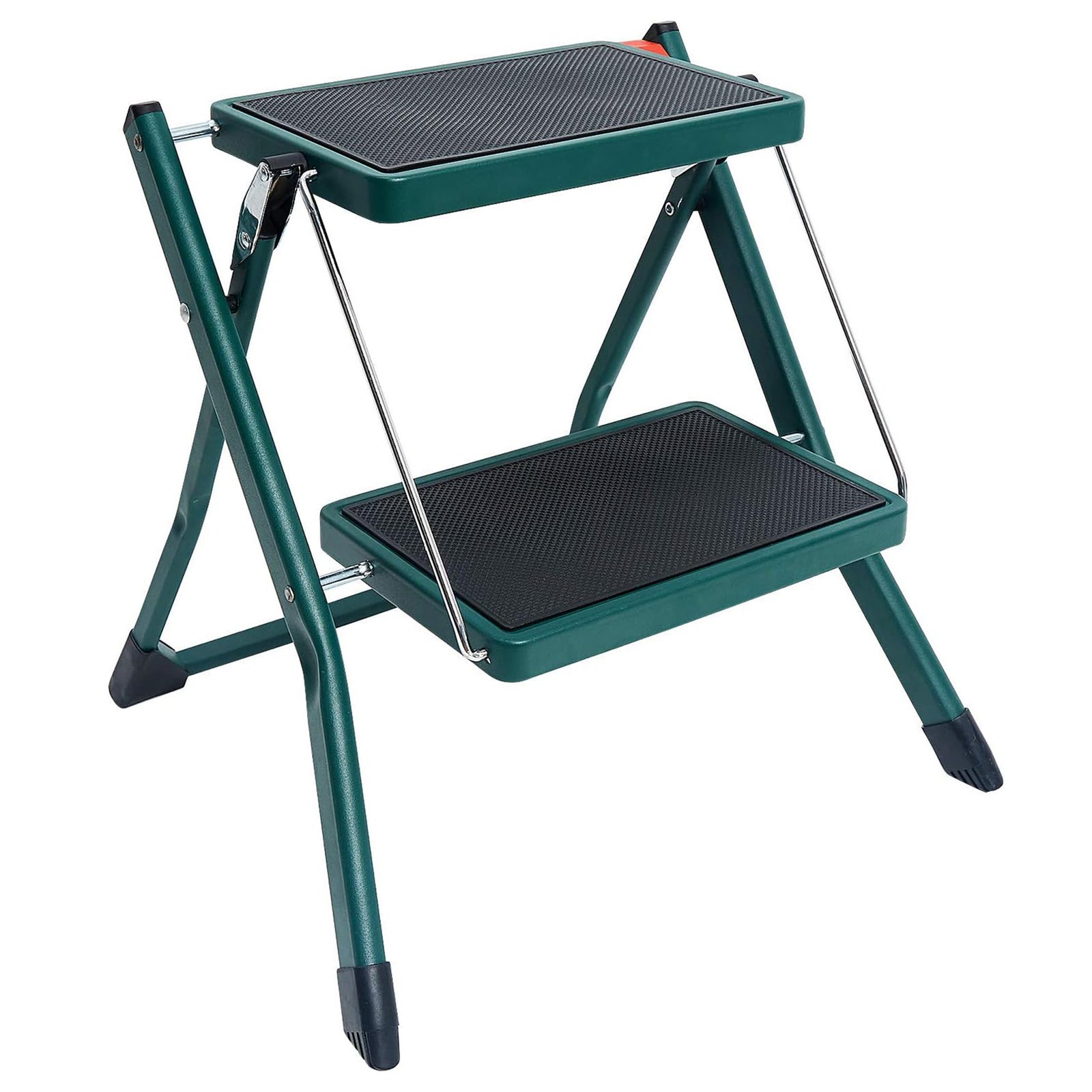 Delxo Foldable Steel 2 Step Stool Ladder w/ Non Slip Wide Pedal, Green(Open Box) - VMInnovations