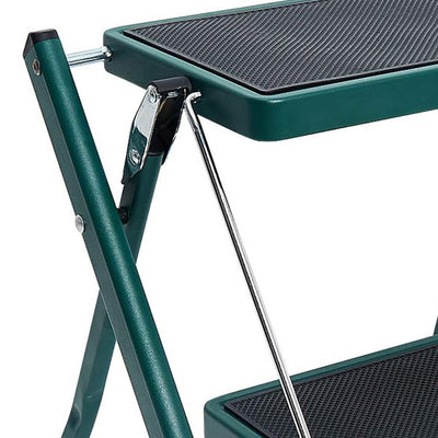 Delxo Foldable Steel 2 Step Stool Ladder w/ Non Slip Wide Pedal, Green(Open Box)