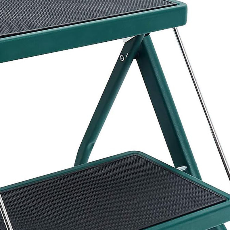 Delxo Foldable Steel 2 Step Stool Step Ladder with Non Slip Wide Pedal, Green