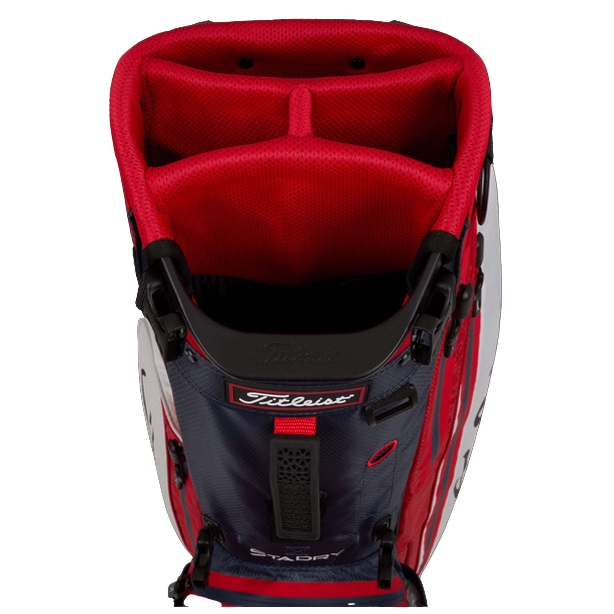 Titleist 4 Waterproof Golf Bag w/ Stand & Strap, White/Navy/Red (For Parts)