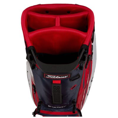 Titleist 4 Waterproof Golf Bag w/ Stand & Strap, White/Navy/Red (For Parts)