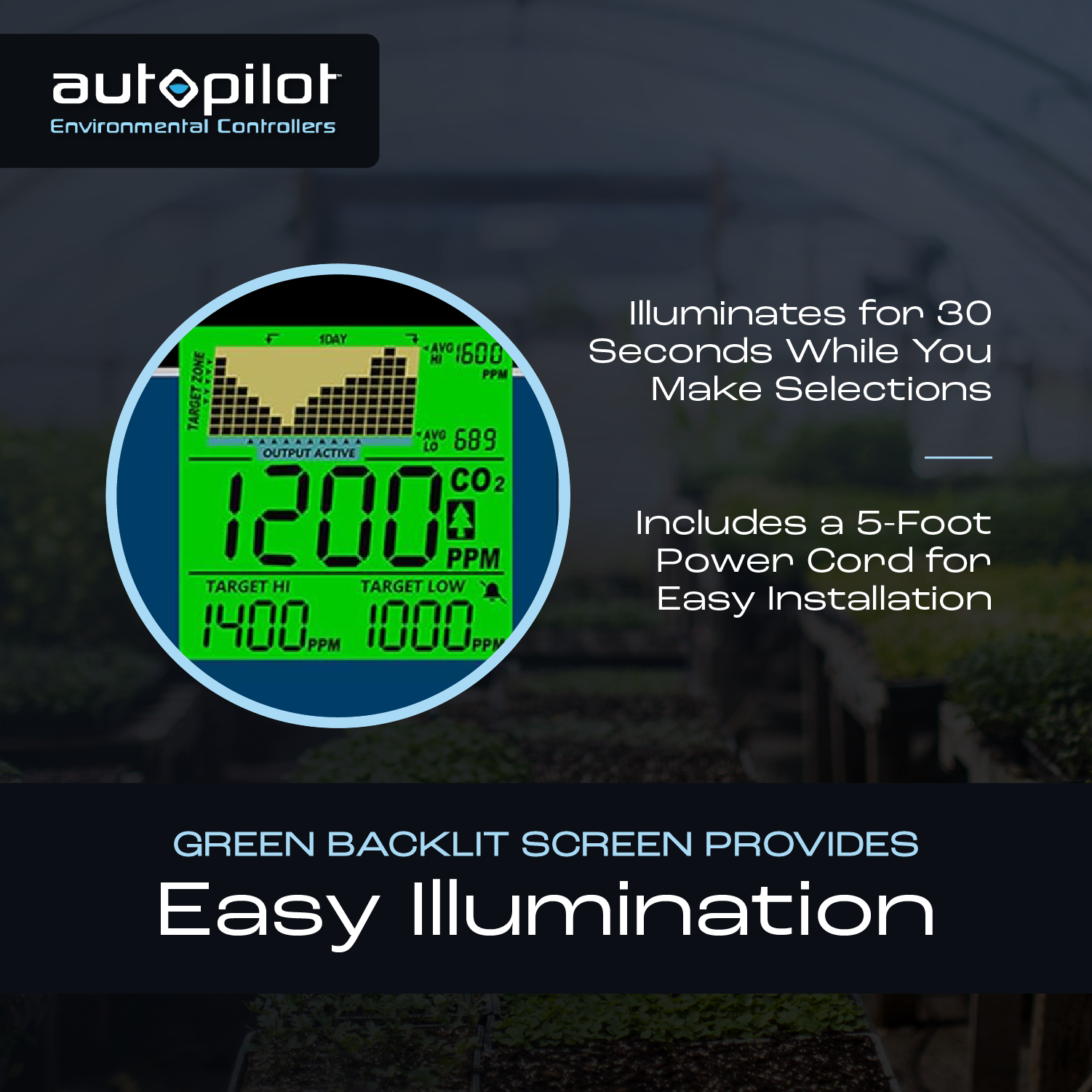 Autopilot CO2 Level Controller w/Integrated Sensor & Power Cord(Open Box) - VMInnovations