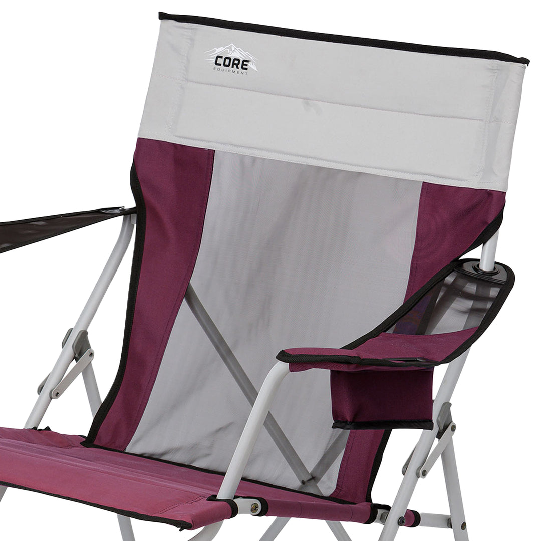 CORE Portable Outdoor Camping Folding Chair w/Carry Storage Bag, Wine (2 Pack) - VMInnovations