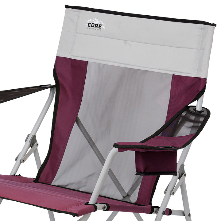 CORE Portable Outdoor Camping Folding Chair w/Carry Storage Bag, Wine (2 Pack) - VMInnovations