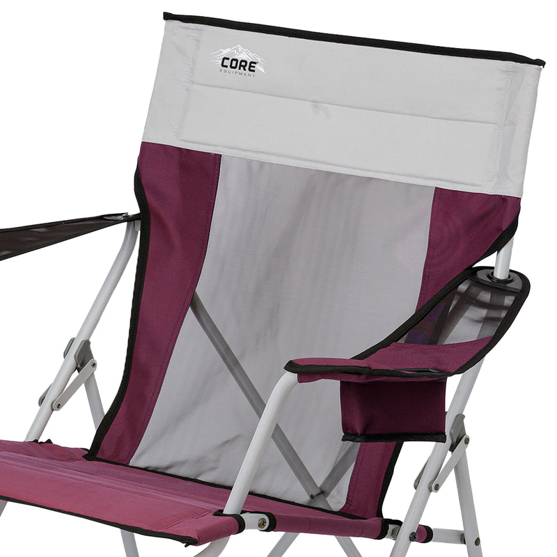 CORE Portable Outdoor Camping Folding Chair w/Carry Storage Bag, Wine (2 Pack)