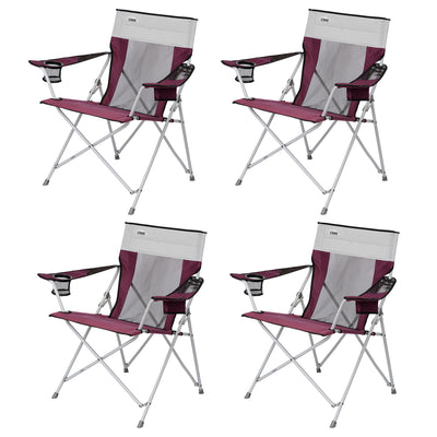 CORE Portable Outdoor Camping Folding Chair w/Carry Storage Bag, Wine (4 Pack) - VMInnovations