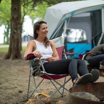 CORE Portable Outdoor Camping Folding Chair w/Carry Storage Bag, Wine (4 Pack) - VMInnovations