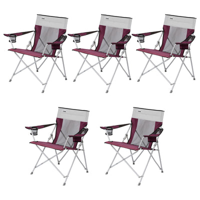 CORE Portable Outdoor Camping Folding Chair w/Carry Storage Bag, Wine (5 Pack) - VMInnovations