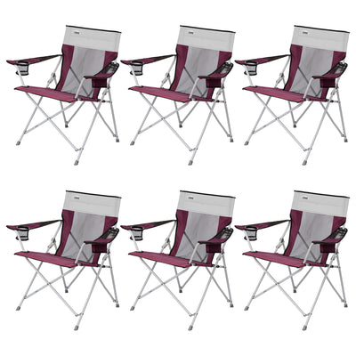 CORE Portable Outdoor Camping Folding Chair w/Carry Storage Bag, Wine (6 Pack) - VMInnovations