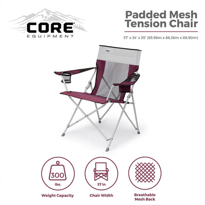 CORE Portable Outdoor Camping Folding Chair w/Carry Storage Bag, Wine (6 Pack) - VMInnovations