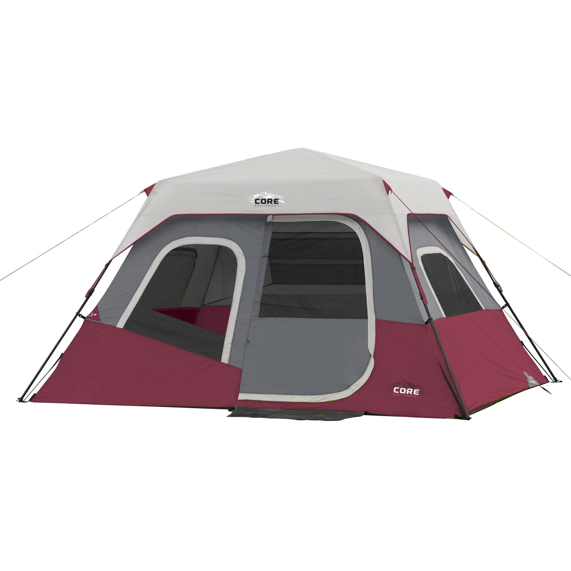 CORE Set of 2 Portable Camping Chair with 11 x 9 Foot 6 Person Cabin Tent, Wine - VMInnovations