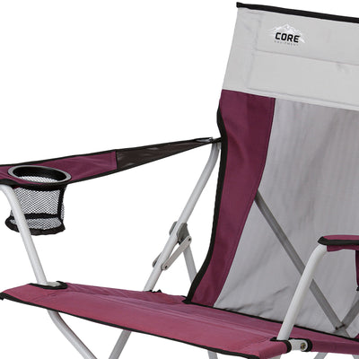 CORE Set of 2 Portable Camping Chair with 11 x 9 Foot 6 Person Cabin Tent, Wine