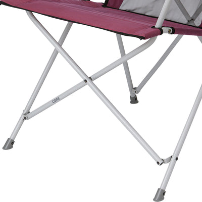 CORE Set of 2 Portable Camping Chair with 11 x 9 Foot 6 Person Cabin Tent, Wine - VMInnovations