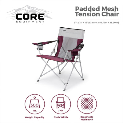 CORE Set of 2 Portable Camping Chair with 11 x 9 Foot 6 Person Cabin Tent, Wine