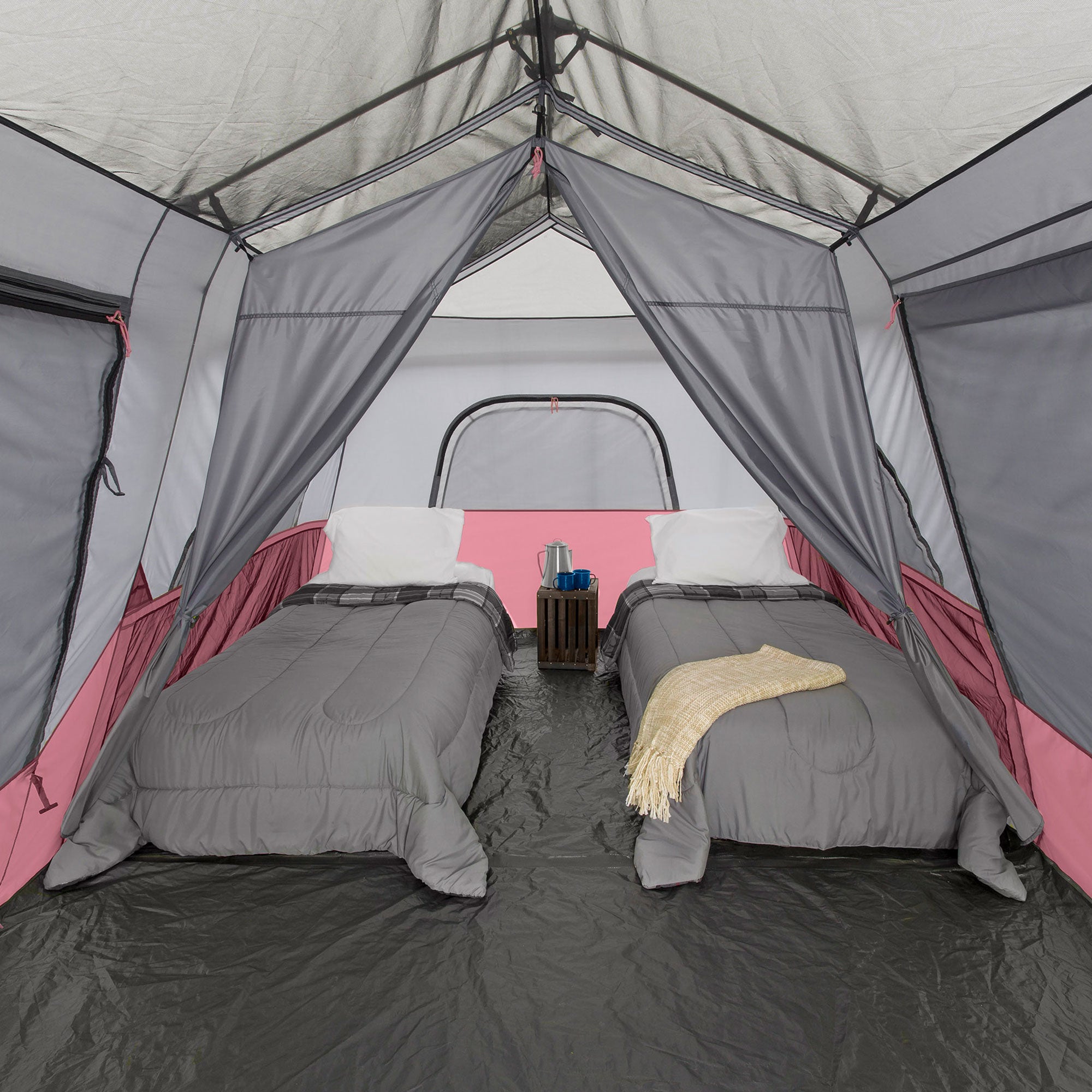 CORE Instant Cabin 14'x9' 9 Person Cabin Tent w/60 Second Assembly, Red (5 Pack)