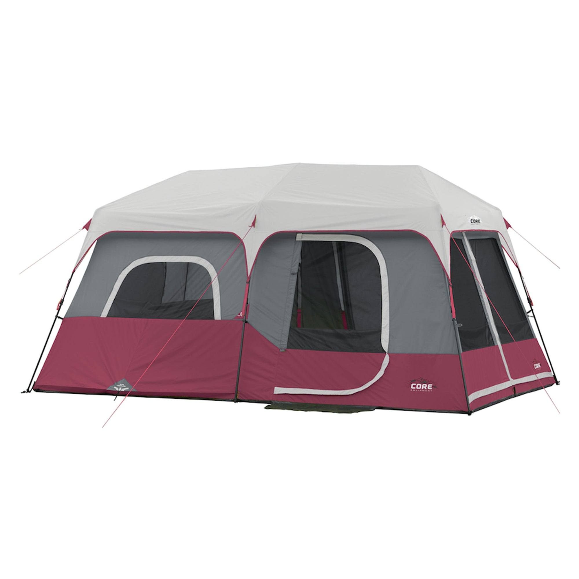 CORE Instant Cabin 14'x9' 9 Person Cabin Tent w/60 Second Assembly, Red (6 Pack)