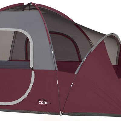 CORE Extended Dome 16 x 9' 9 Person Camping Tent with Air Vents, Red (6 Pack) - VMInnovations