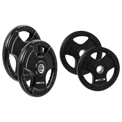 HolaHatha 45 & 35Lb Olympic Rubber Coated Weight Plate w/Handle, Black, Set of 4