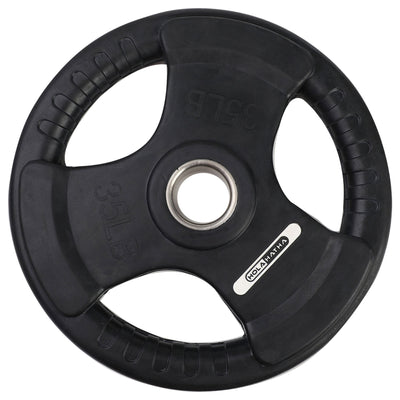 HolaHatha 45 & 35Lb Olympic Rubber Coated Weight Plate w/Handle, Black, Set of 4