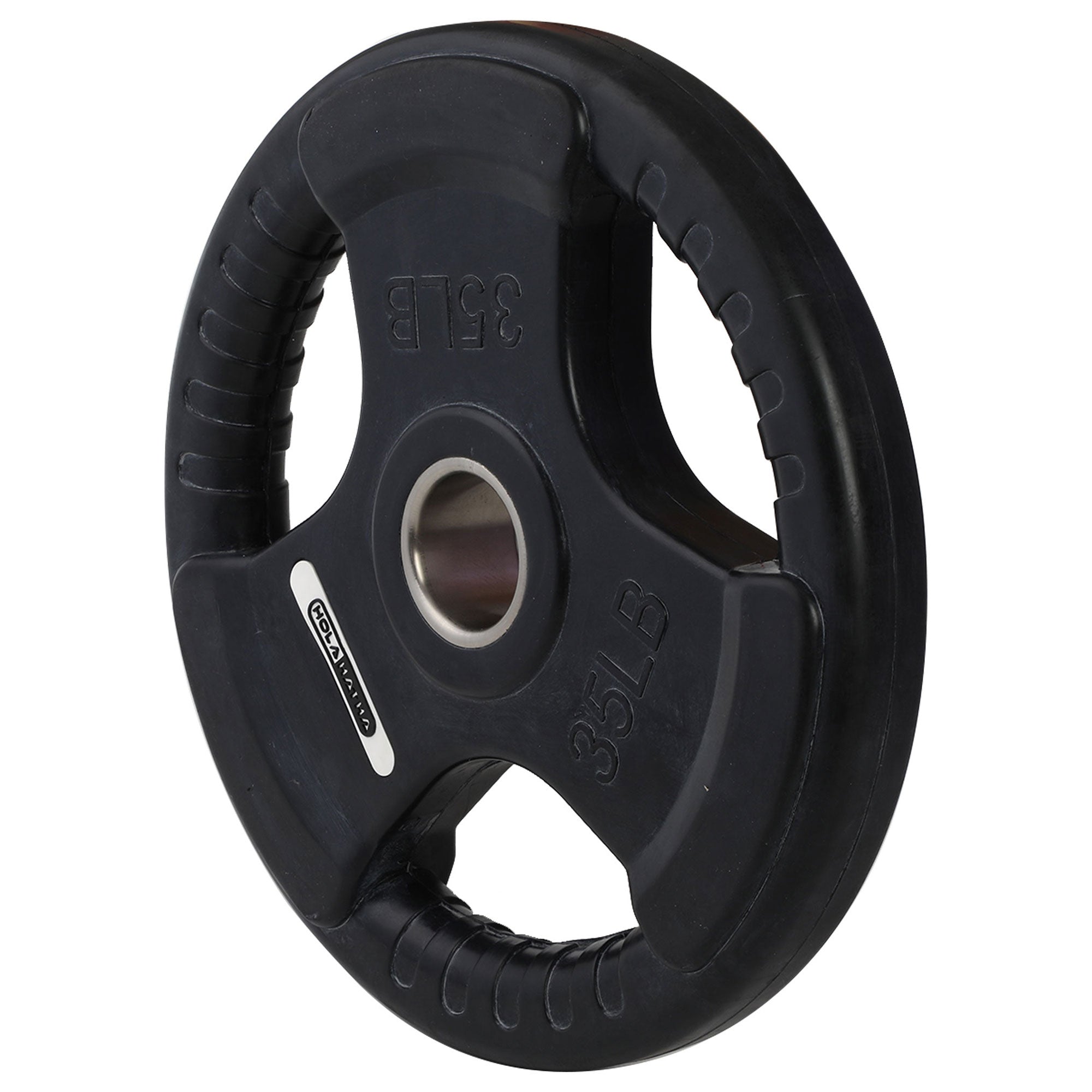HolaHatha 45 & 35Lb Olympic Rubber Coated Weight Plate w/Handle, Black, Set of 4