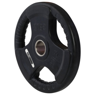HolaHatha 45 & 35Lb Olympic Rubber Coated Weight Plate w/Handle, Black, Set of 4