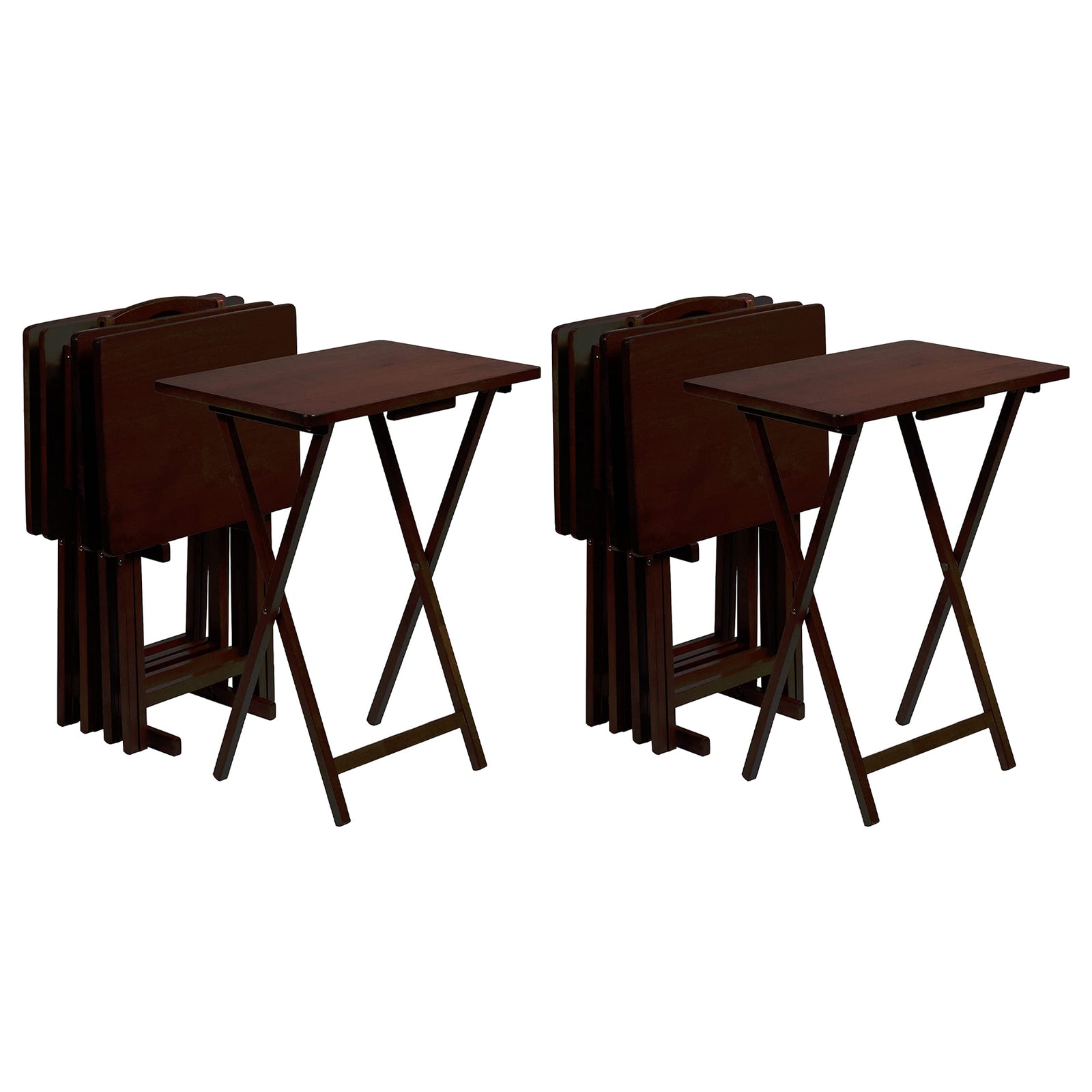 PJ Wood Portable Folding TV Snack Tray Table Desk Stand, Espresso (10 Pack) - VMInnovations