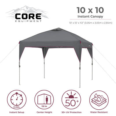 CORE Set of 2 Padded Hard Arm Chair w/Instant Outdoor Pop Up Shade Canopy Tent - VMInnovations